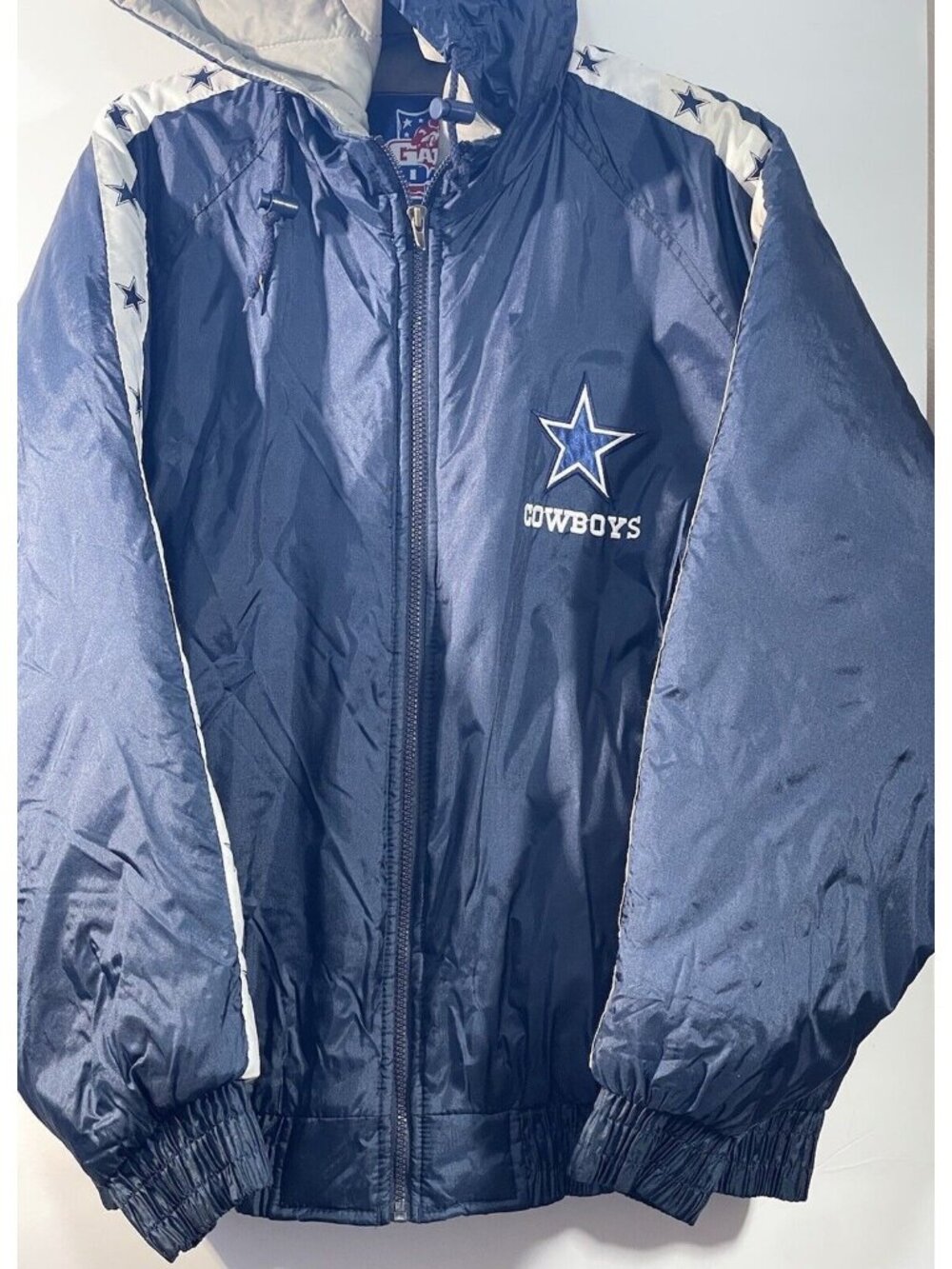 Vintage Dallas Cowboys NFL Game Day By Fans Hood Puffer Winter Jacket Large READ